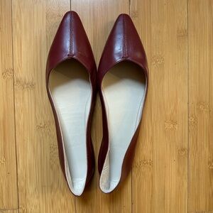Theory Burgundy Leather Pointed Toe Flat